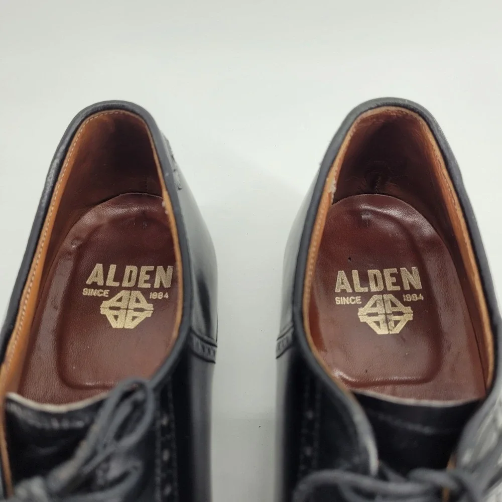 Alden 991 Mens Black Leather Brogue Saddle Oxford Dress Shoes Size 9.5 AAA/A